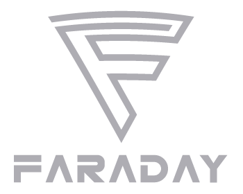 Logotipo Faraday Electric blanco y negro